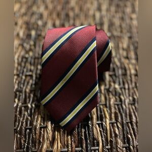 SUITSUPPLY Burgundy Strip Silk tie